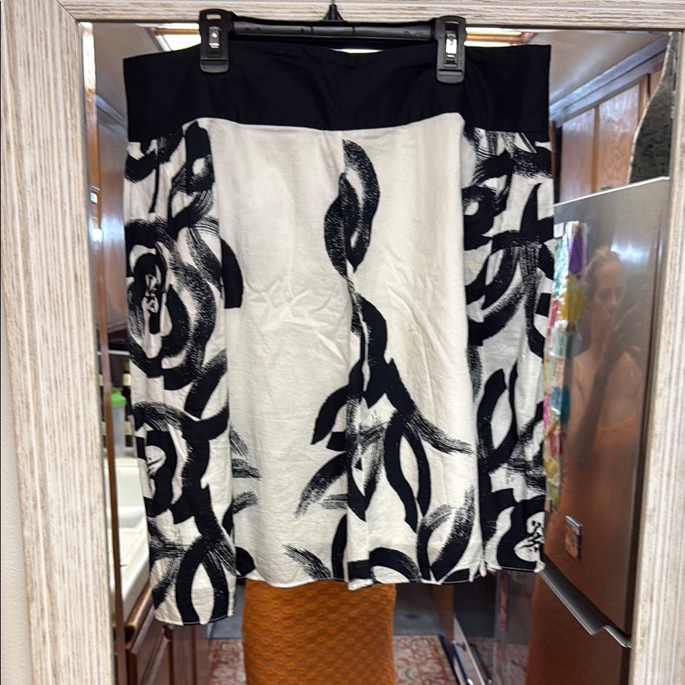 Elegant Black and White Floral Skirt